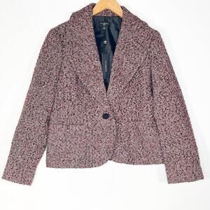 Talbots Red Brown Black Tweed Blazer Jacket NWT